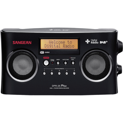 Sangean DPR-25+ přenosné rádio DAB+, FM AUX s USB nabíječkou černá
